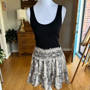 Altar’d State Chic Snake Print Mini Skirt and Black Tank Size Small